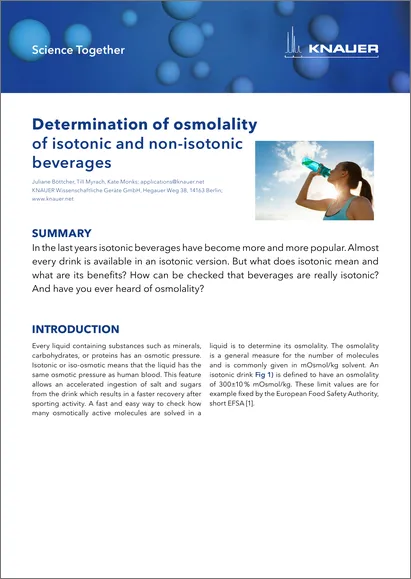 Determination of osmolality of isotonic and non-isotonic beverages