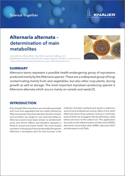 Alternaria alternata – determination of main metabolites