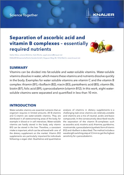 Separation of ascorbic acid and vitamin B complexes – essentially required nutrients