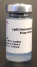 Finished vial containing mRNA-LNPs from large-scale batch