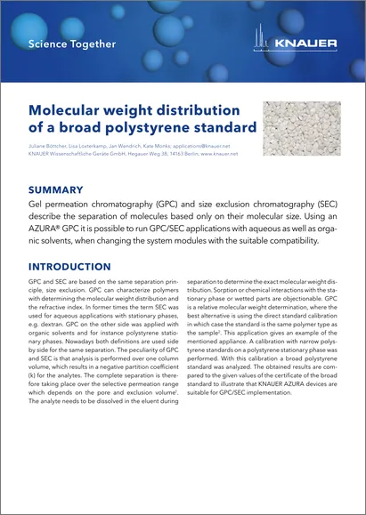 Molecular weight distribution of a broad polystyrene standard