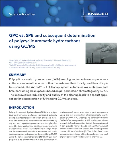 GPC vs. SPE and subsequent determination of polycyclic aromatic hydrocarbons using GC/MS