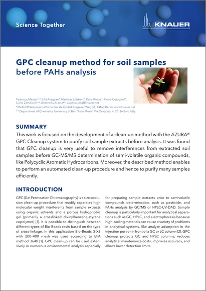 GPC cleanup method for soil samples before PAHs analysis