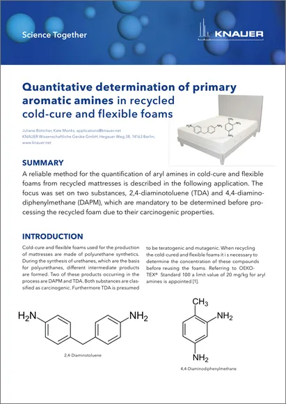 Quantitative determination of primary aromatic amines in recycled cold-cure and flexible foams