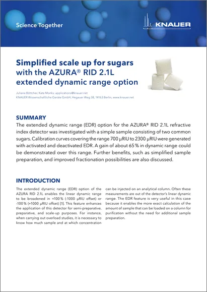 Simplified scale up for sugars with the AZURA® RID 2.1L extended dynamic range option