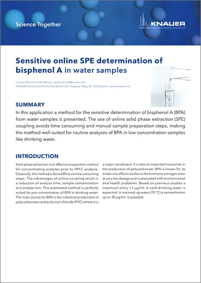 Sensitive online SPE determination of bisphenol A in water samples