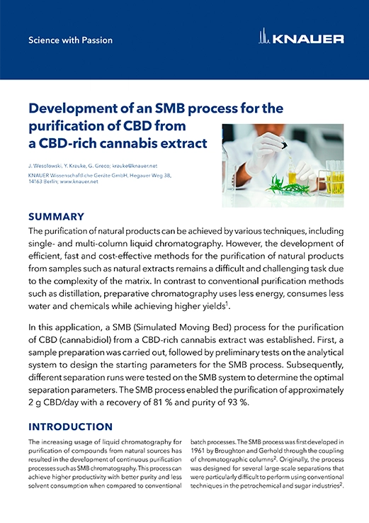 Development of an SMB process for the purification of CBD from a CBD-rich cannabis extract Development of an SMB process for the purification of CBD from a CBD-rich cannabis extract