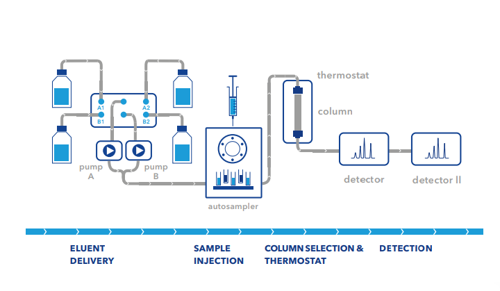 Flow chart of an analytical HPLC system