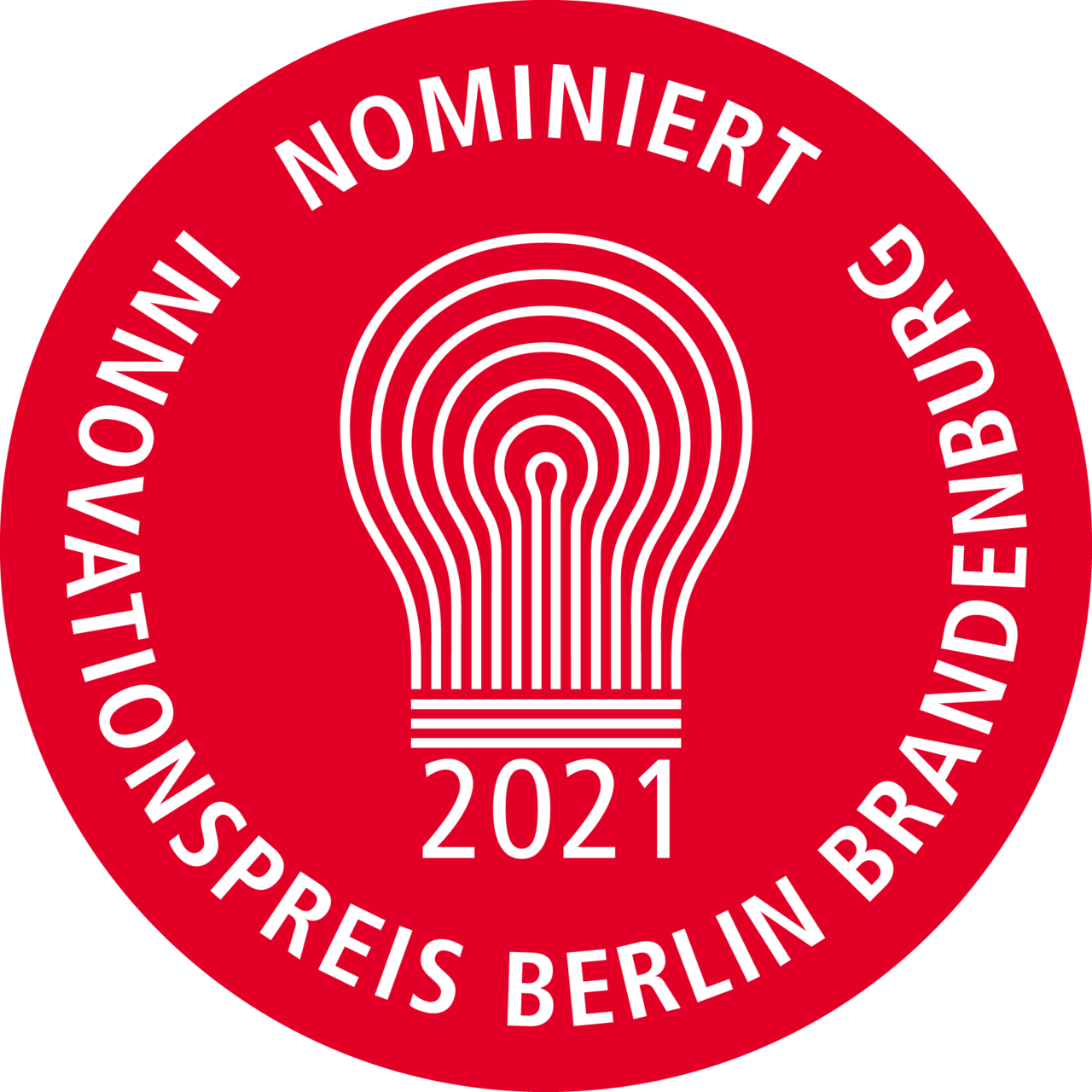 Offizielles Nominierten-Abzeichen des Innovationspreises Berlin Brandenburg