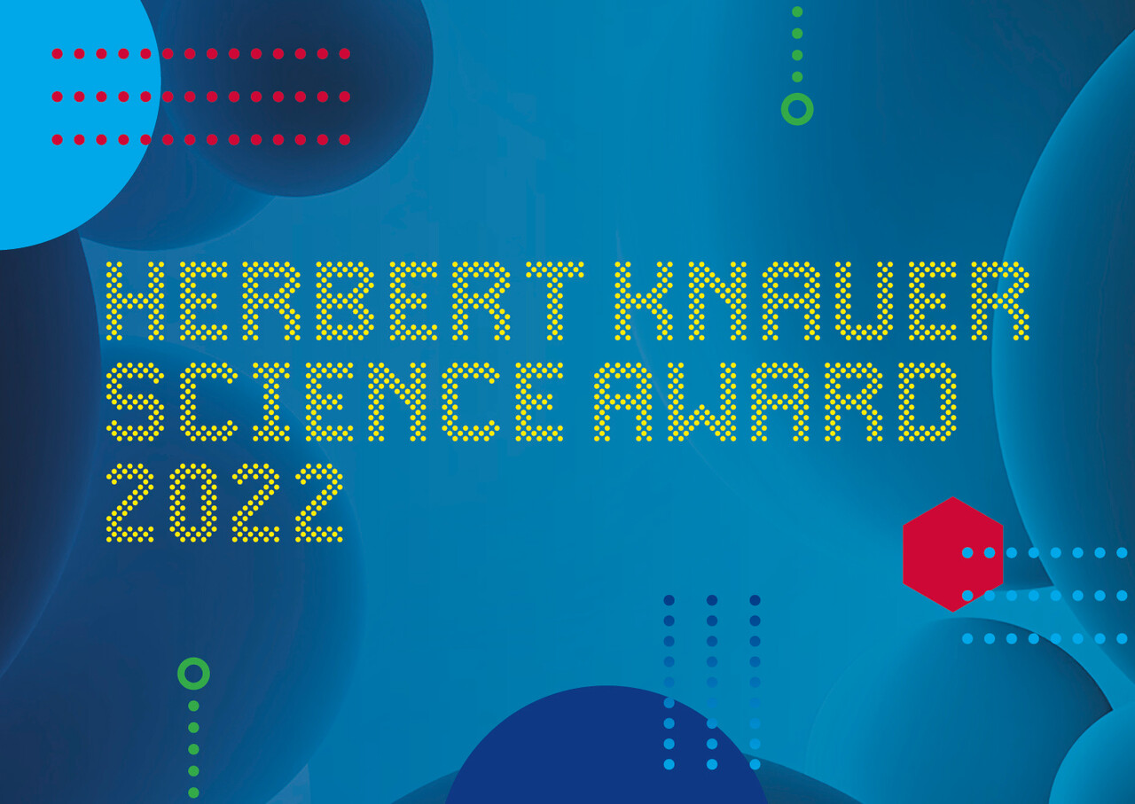 Herbert Knauer Science Award 2022 lettering on blue-ish background