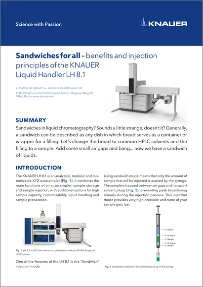 Sandwiches for all – benefits and injection principles of the KNAUER Liquid Handler LH 8.1 Sandwiches for all – benefits and injection principles of the KNAUER Liquid Handler LH 8.1