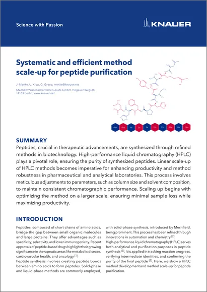 Systematic and efficient method scale-up for peptide purification