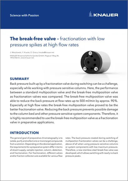 The break-free valve – fractionation with low pressure spikes at high flow rates The break-free valve – fractionation with low pressure spikes at high flow rates
