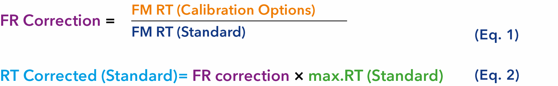 The retention times of the standard measurements are corrected (Eq. 2) using the “FR correction” factor (Eq. 1).