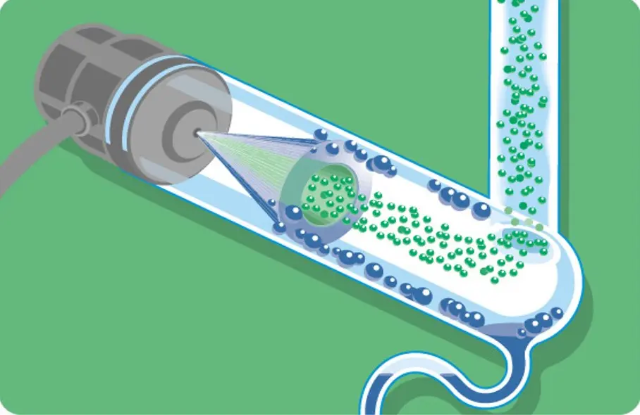 Nebulize the eluent and select small droplets