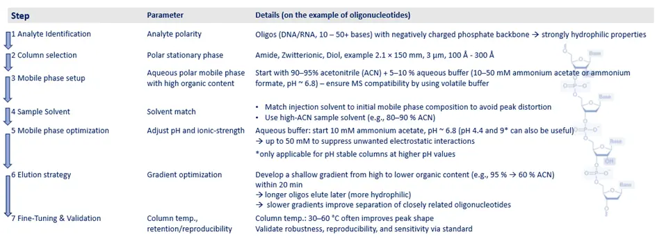 HILIC Method Step Procedure for Oligos