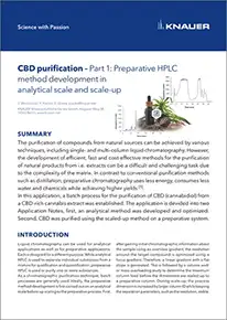 CBD purification – Part 2: Transfer and optimization of a purification method in preparative scale CBD purification – Part 2: Transfer and optimization of a purification method in preparative scale