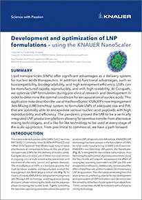 Development and optimization of LNP formulations – using the KNAUER NanoScaler Development and optimization of LNP formulations – using the KNAUER NanoScaler