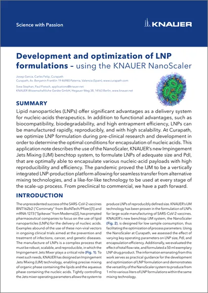 Development and optimization of LNP formulations – using the KNAUER NanoScaler