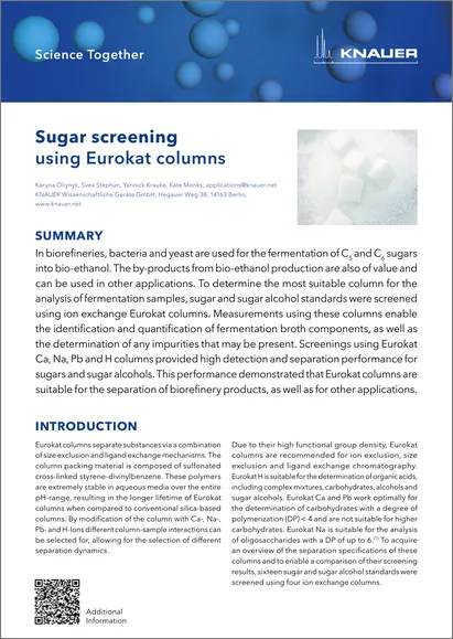 Sugar screening using Eurokat columns