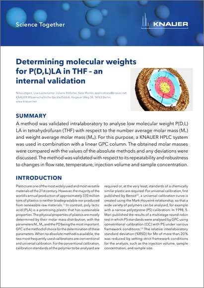 Determining molecular weights for P(D,L)LA in THF – an internal validation