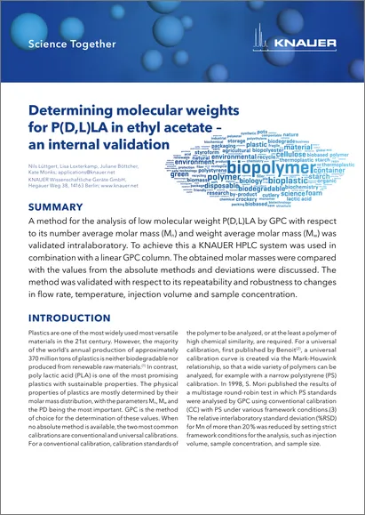 Determining molecular weights for P(D,L)LA in ethyl acetate – an internal validation