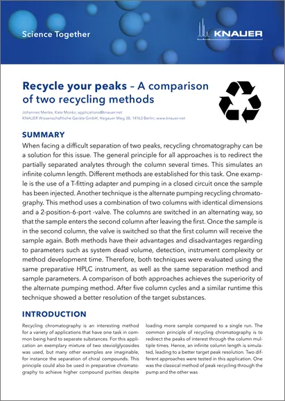 Recycle your peaks – A comparison of two recycling methods