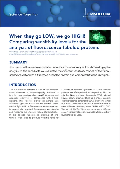 When they go LOW, we go HIGH! Comparing sensitivity levels for the analysis of fluorescence-labeled proteins