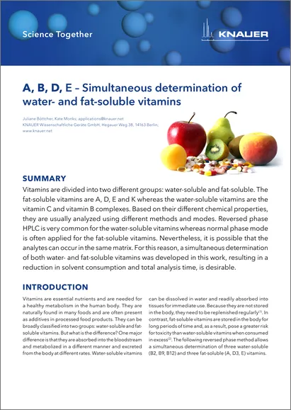 A, B, D, E – Simultaneous determination of water- and fat-soluble vitamins