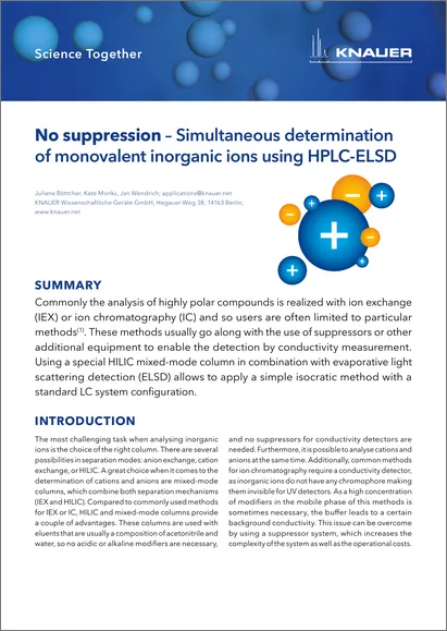No suppression – Simultaneous determination of monovalent inorganic ions using HPLC-ELSD