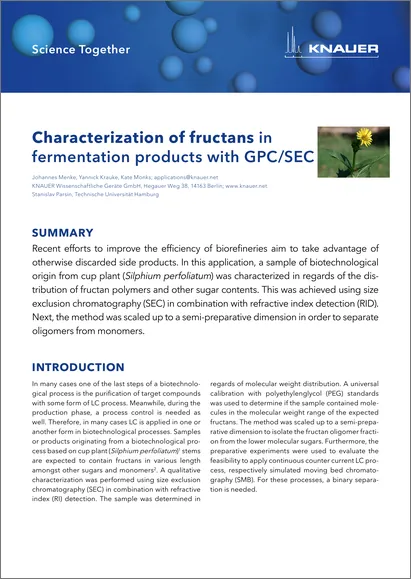 Characterization of fructans in fermentation products with GPC/SEC