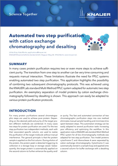 Automated two step purification with cation exchange chromatography and desalting