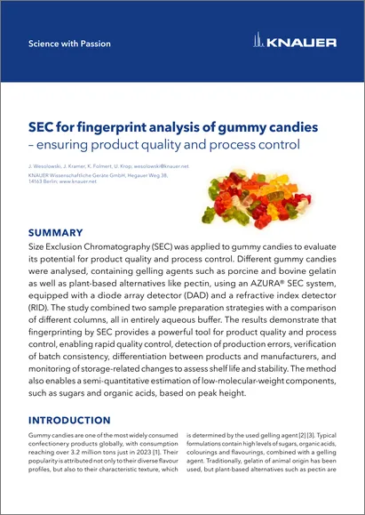 SEC for fingerprint analysis of gummy candies – ensuring product quality and process control