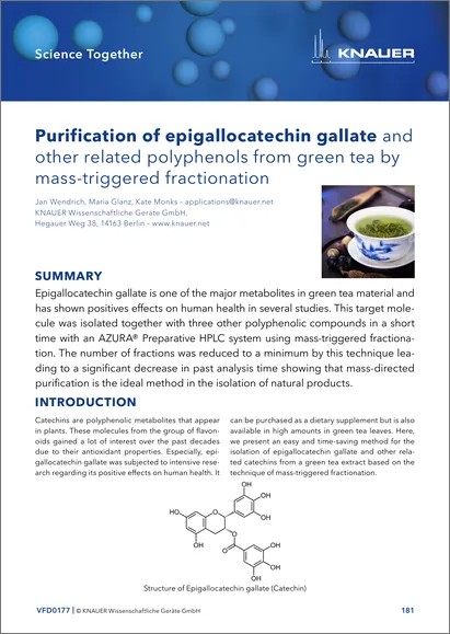 Purification of epigallocatechin gallate and other related polyphenols from green tea by mass-triggered fractionation