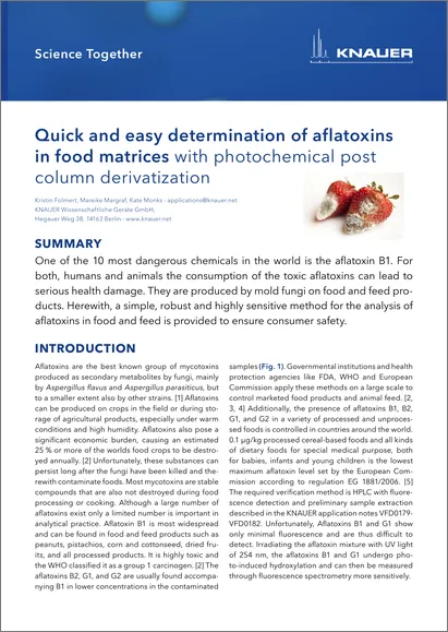 Quick and easy determination of aflatoxins in food matrices with photochemical post column derivatization