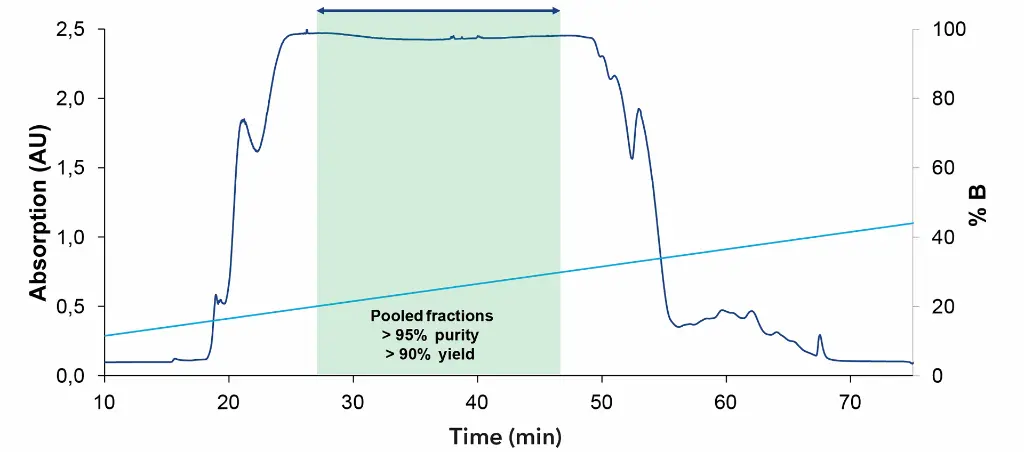 Fig. 2  Chromatogram of oligonucleotide purification from 1 l sample