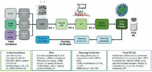 Process workflow for LNP formulation using NanoScaler.