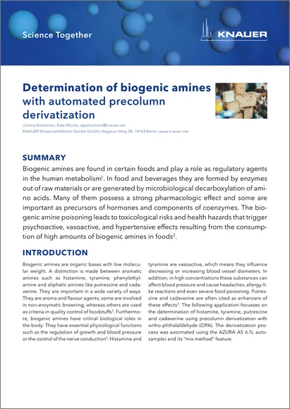 Determination of biogenic amines with automated precolumn derivatization