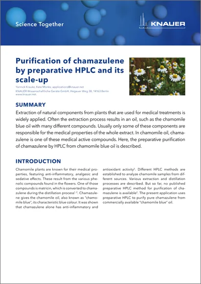 Purification of chamazulene by preparative HPLC and its scale-up