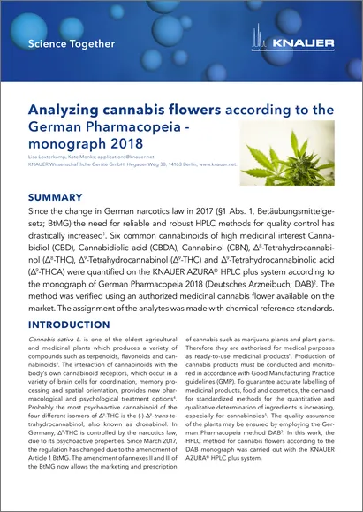 Analyzing cannabis flowers according to the German Pharmacopeia - monograph 2018