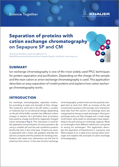 Separation of proteins with cation exchange chromatography on Sepapure SP and CM