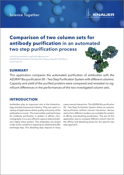 Comparison of two column sets for antibody purification in an automated two step purification process