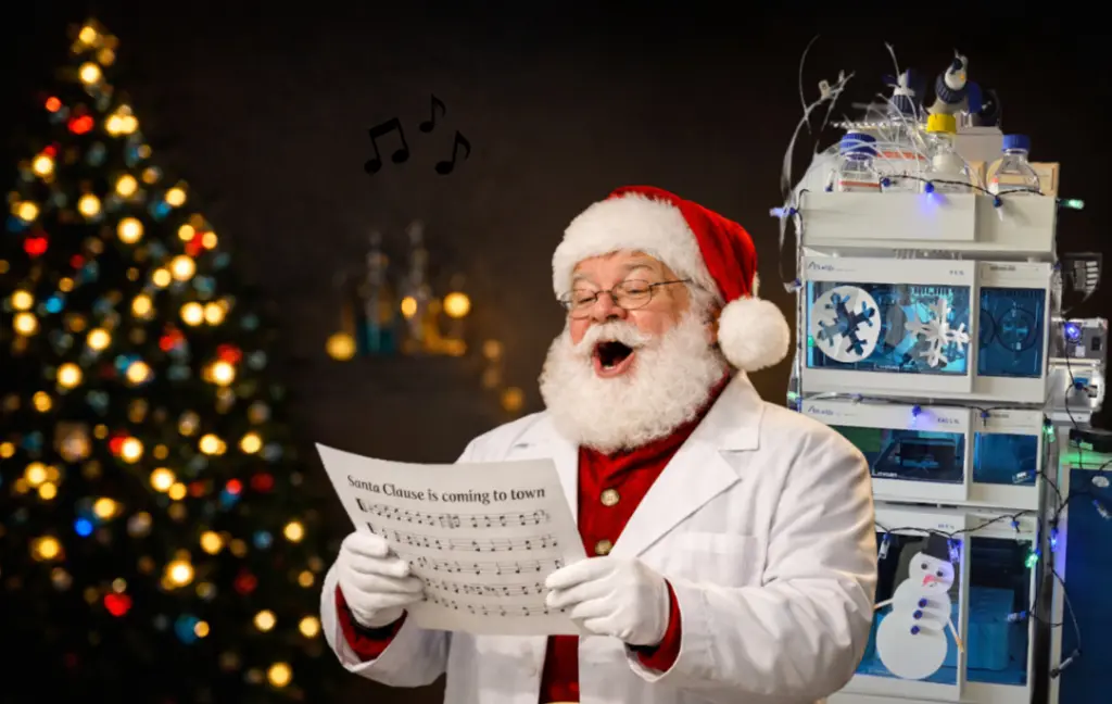 Santa Claus in front of a KNAUER system