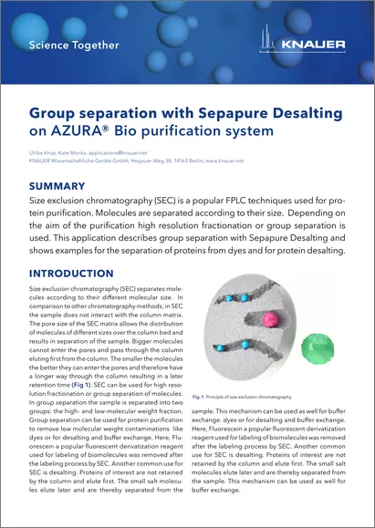 Group separation with Sepapure Desalting on AZURA<sup>®</sup> Bio purification system