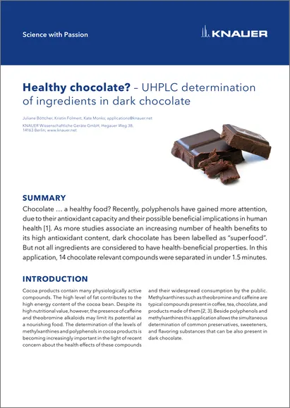 Healthy chocolate? – UHPLC determination of ingredients in dark chocolate