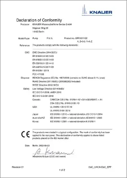 DoC – Pumps AZURA P 8.1L