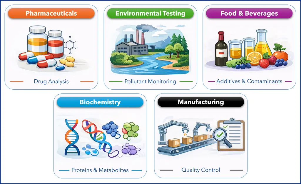 Figure 6: Applications for UV Detection in HPLC. Figure 6: Applications for UV Detection in HPLC.