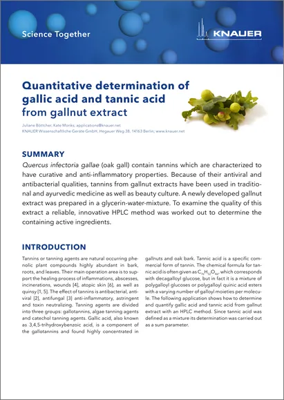Quantitative determination of gallic acid and tannic acid from gallnut extract