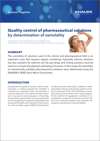 Quality control of pharmaceutical solutions by determination of osmolality
