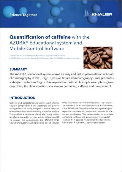 Quantification of caffeine with the AZURA® Educational system and ClarityChrom software